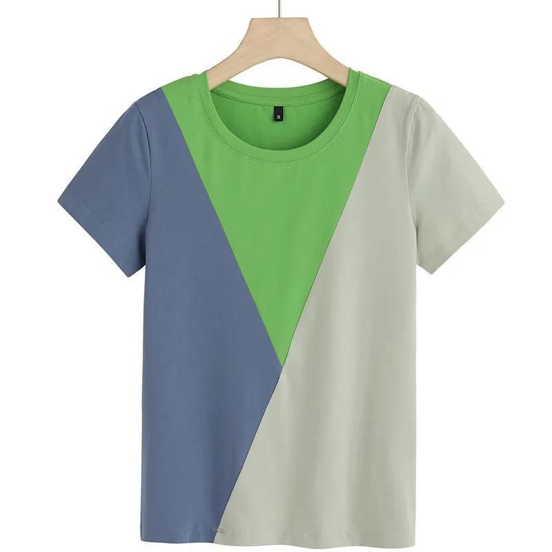 Large Size Top Women's Summer Loose Short Round Neck Simple Short Sleeve T-shirt