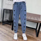 Embroidered Heart Harem Jeans Women's Spring and Autumn Denim Trousers High Waist Elastic Large Size Loose Casual Denim Pants