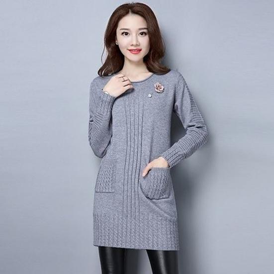 Women's Winter Large Size Versatile Thick Sweater Female Autumn Loose Long Sleeve Warm Mid-length Knitted Pullover
