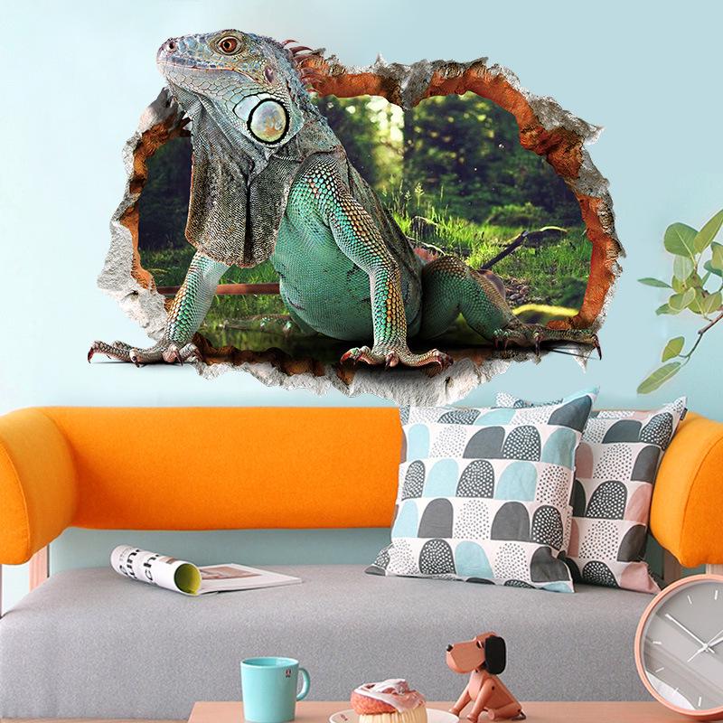 Animal World Lizard 3D Three-dimensional Waterproof Wall Sticker Removable PVC Room Wall Sticker