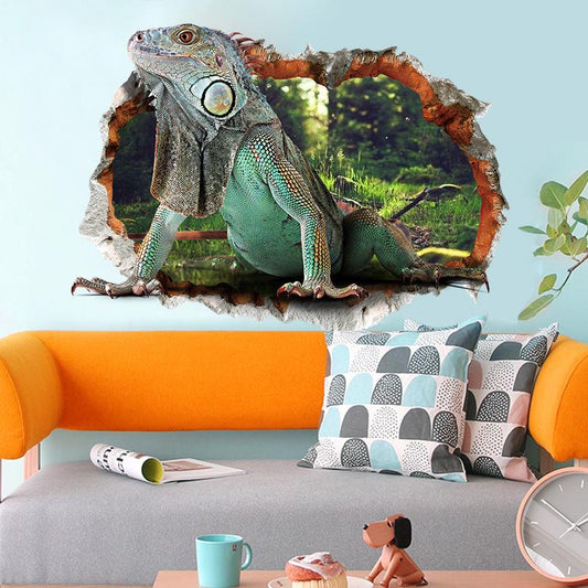 Animal World Lizard 3D Three-dimensional Waterproof Wall Sticker Removable PVC Room Wall Sticker