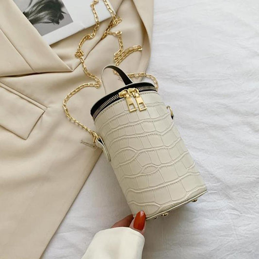 Crocodile Pattern Messenger Bag Western Style Shoulder Bag Trendy Bucket Shopping Leisure Handbag