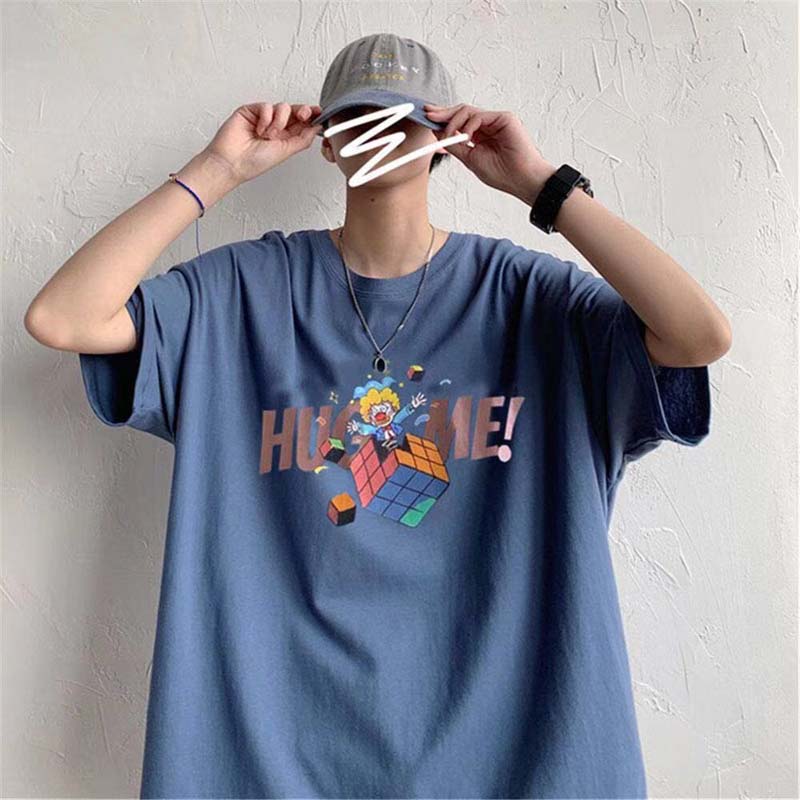 Short-sleeved T-shirt Summer Boys Loose Print Round Neck Top