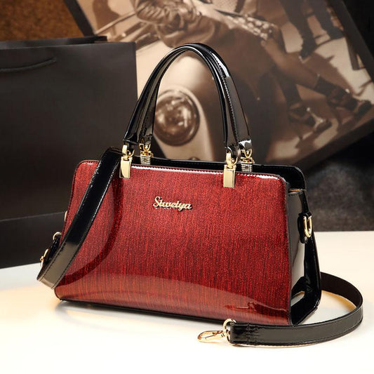 Fashion Minimalist Patent Leather Handbag Female Bright Skin Wild Messenger Bag Women Shoulder Bag