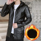 Leather Jacket Men Korean Mid-length Casual Men's Hooded Jacket Handsome Windbreaker Men