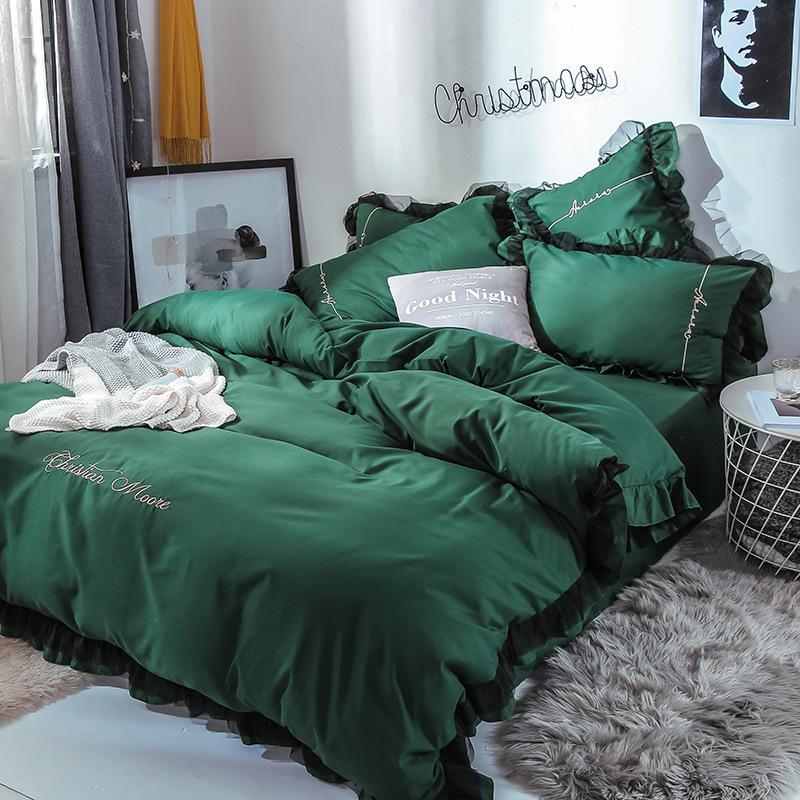 4 PCS Bedding Set Breathable Bed Cover Skin-friendly Cotton Bed Decoration Queen King Size
