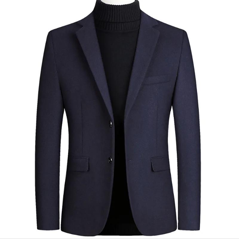 Autumn and Winter Men's Jacket Business Casual Thickened Plus Velvet Warm Loose Jacket Men