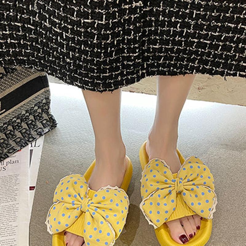 Western Style Sandals Female Summer Fashion Outer Wear with 4cm Slippers Step on Shit Sense Student Cute Bow