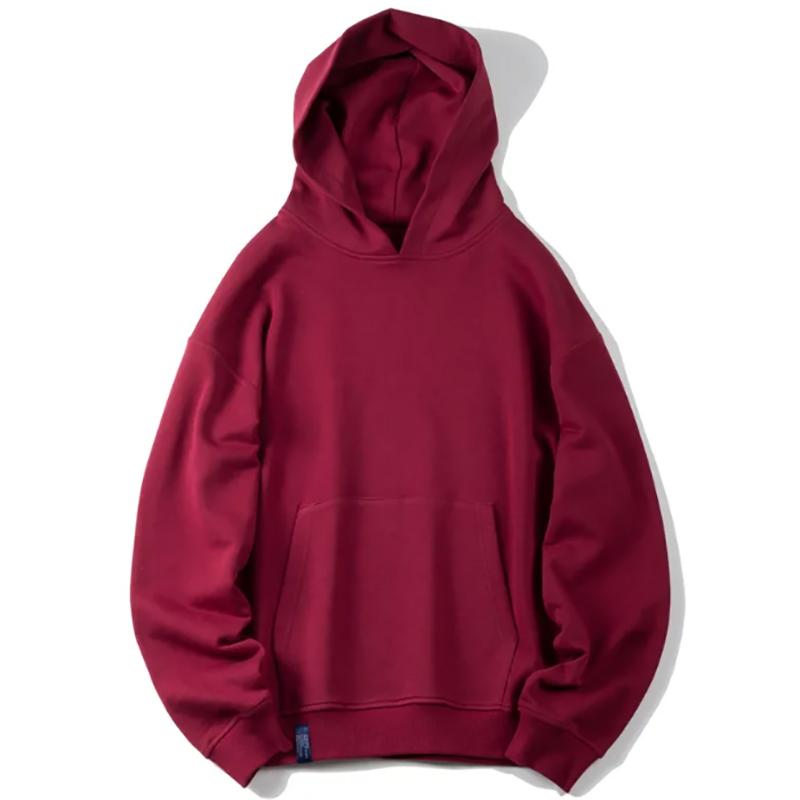 Pure Cotton Plus Velvet Thick Loose Solid Color Youth Sweater Hooded Sweater Men's Autumn and Winter Models