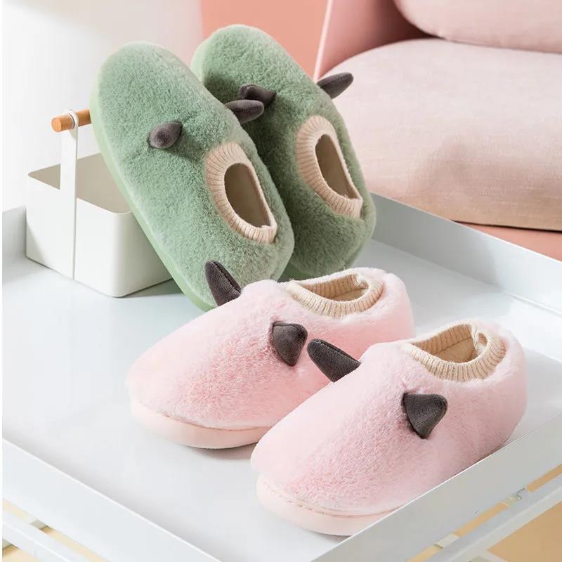 Women's Cotton Slipper Bag with All-match Non-slip Thick-soled Warm Fleece Slippers for Autumn and Winter Outdoor Wear