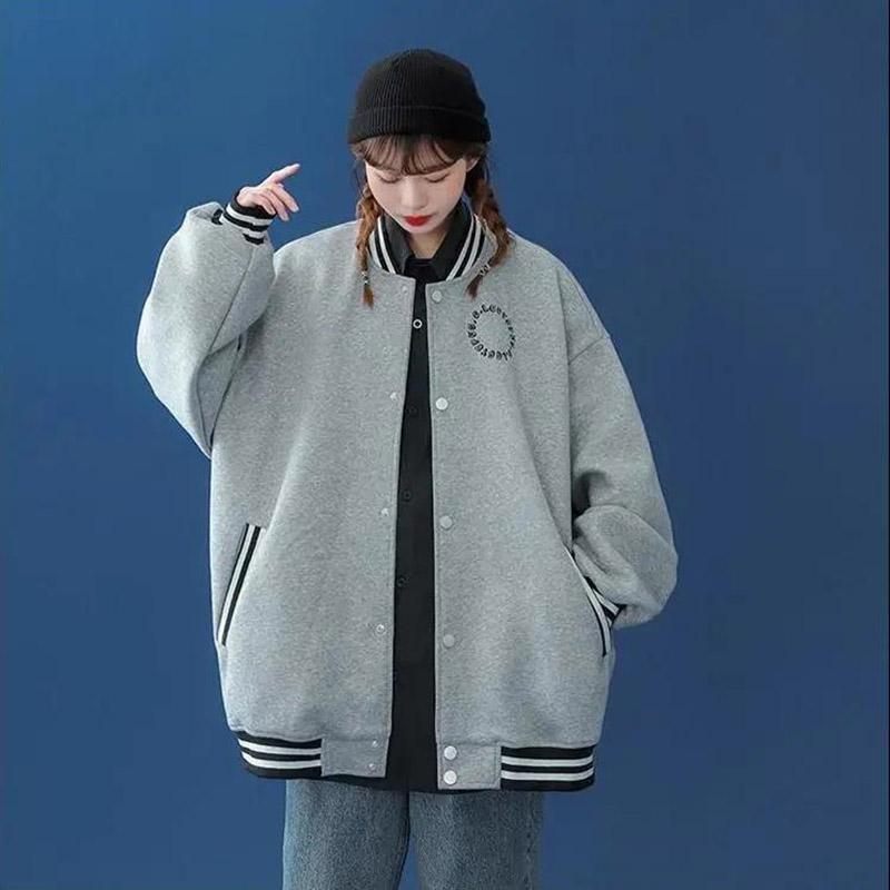 Spring and Autumn Loose Lazy Style Baseball Uniform All-match Jacket Plus Size Women's Jacket