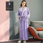 Autumn Winter Coral Fleece Nightgown Women's Lengthened Thickened Couple Nightgown Plus Size Bathrobe Pajamas