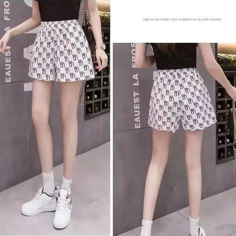 Letter High Waist Casual Shorts Women's Thin and Loose High Wide-leg Shorts Women's Casual Sports Shorts Women's Thin and Breathable