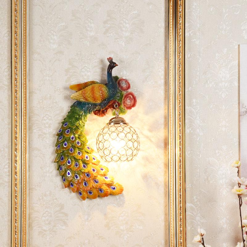Luxury Peacock Crystal LED Wall Light Living Room Bedroom Bedside Wall Lamp Aisle Staircase Lights