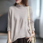 Spring and Autumn Half High Neck Knitted Sweater Loose Wild Pullover Pure Color Simple Female Sweater