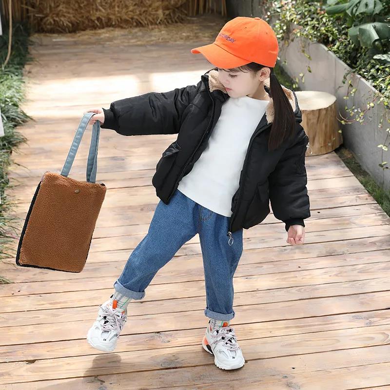 Girls' Winter Padded Jacket with Thick Warmth and Windproof Padded Jacket