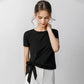 Summer Women's Fashion Irregular Bow Tops Short Sleeve Solid Color Casual Loose T-shirt