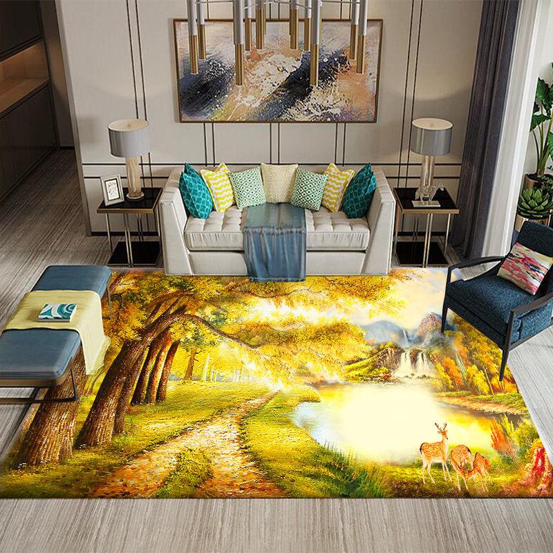 Anti-slip Chinese Carpet Living Room Chinese Style Home Bedroom Bedside Study Floor Mats Coffee Table Blankets