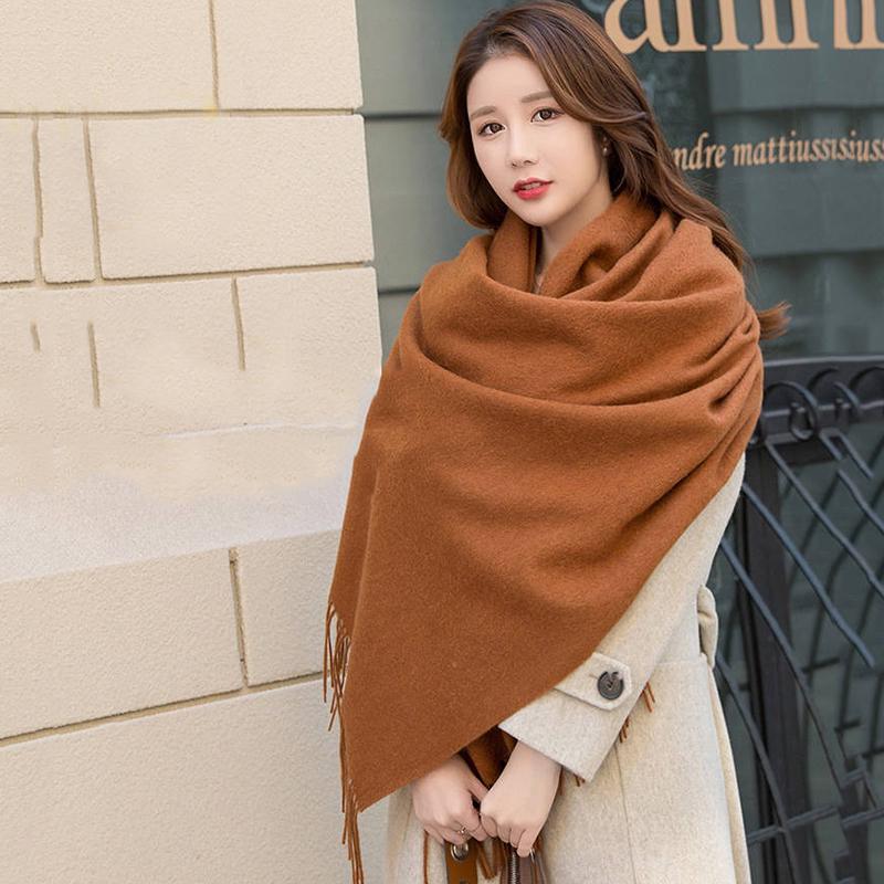 Women Lady Winter Scarf Cashmere Long Scarf Wrap Shawl Solid Knit Scarf Pashmina