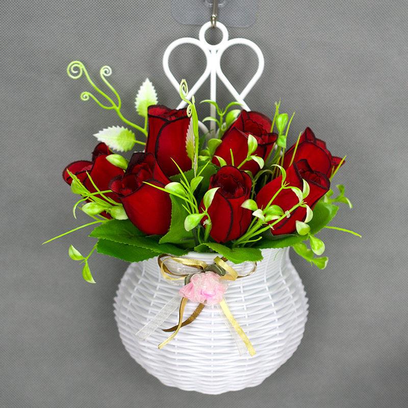 Wall Decoration Fake Flower Set Rose Simulation Flower Pendant Bedroom Living Room Wall Arrangement Bouquet