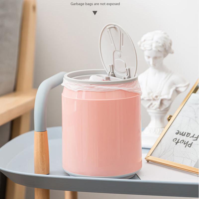 Press Type Desktop Trash Can Mini Cute Desk Small Storage Bin Household Bedroom Bed Bedside Waste Paper Basket