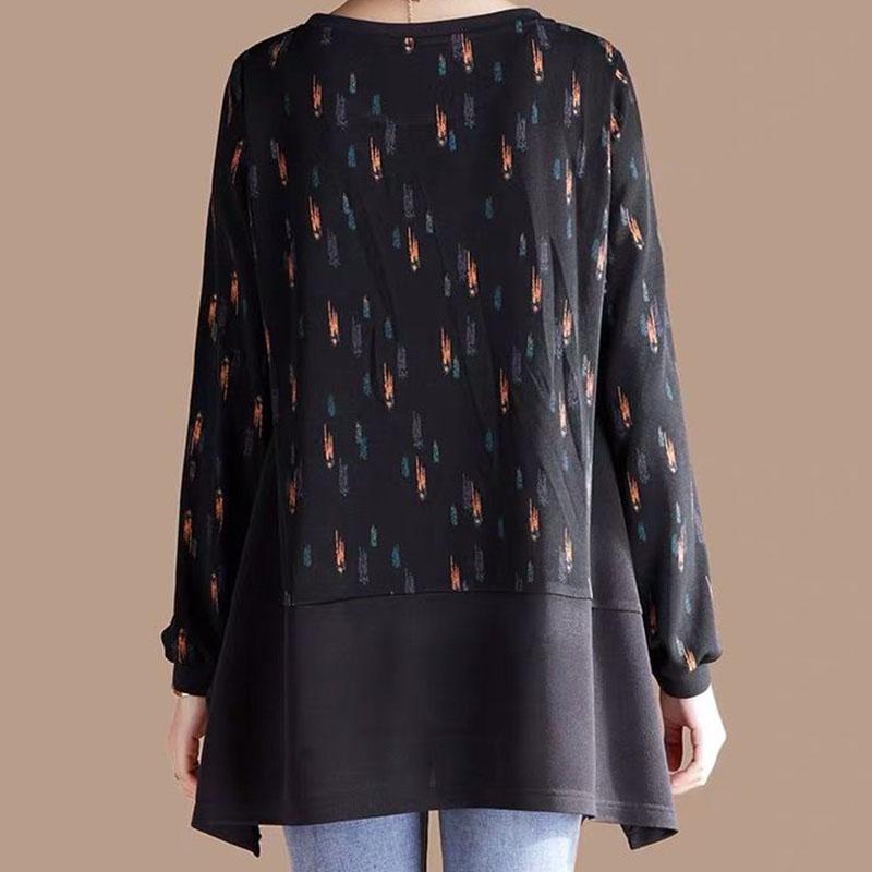 Women Casual Long Sleeve Round Neck printing T-Shirt Fall Vintage Loose Tee Tops Pullover