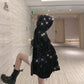 Starry Sky Hooded Zipper Jacket Women's Loose Short Glossy Jacket Regular Jacket Women's Spring and Autumn Seasons