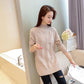 Pofulove Plus Size Sweater Plus Size Velvet Thick Bottom Sweater Women Mid-length Half-high Collar