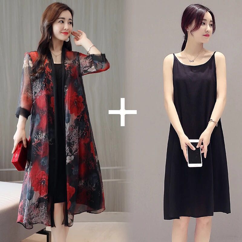 Chiffon Cardigan Mid-length Sun Protection Shirt Women Loose Thin Large Size Coat Shawl