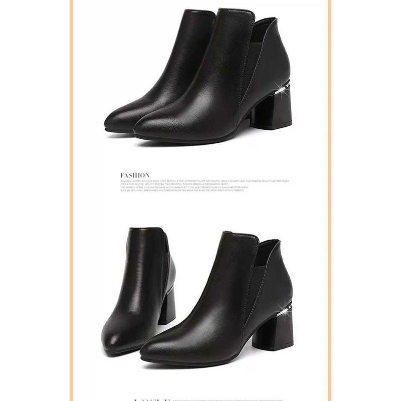 Autumn Winter Square Toe Chunky Short Boots Women Ankle Botas Solid Martin Booties