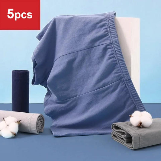 5pcs Men's Underwear Cotton Boxer Pants Loose Large Size Underwear Middle-aged and Elderly Underwear