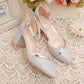 Spring  Summer Sandals Female Students Korean Version  Wild Thick Heels One-word Buckle  High Heels Mid-heel  Single Shoes