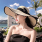 Women's Foldable Summer Straw Hat Bow Ribbon Beach Hat Big Brim Sunscreen Cap Sunshade Sun Hat Vacation All Match Hat