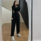 2PCS Ladies Pure Desire Suit Loose High Street Leisure Sports Two-piece Spring and Autumn Long Sleeve Sexy Loose Pants Suit