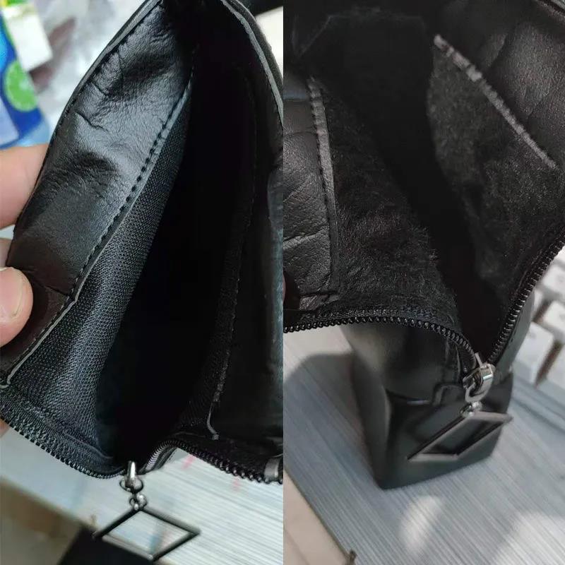 Women's Mid-heel Soft Leather Ankle Boots Chunky Heel Fashion Martin Boots All-match Plus Size Ladies Leather Boots