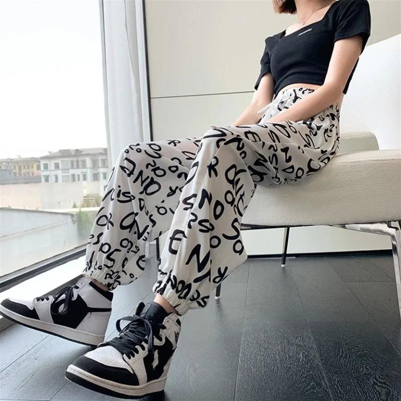 Ice Silk Sports Pants Girls Summer Thin Section Loose and Thin Large Size Leggings Harem Casual Bloomers