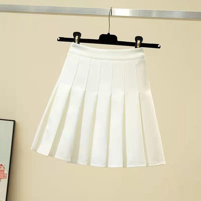 Pleated Skirt Women's Summer College Style High Waist A-line Skirt All-match Short Black Skirt