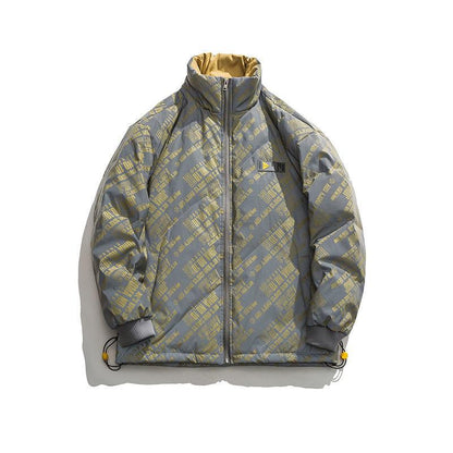 Winter Cotton Padded Jacket Men's Loose Casual Letter Printed Down Jacket Student Warm Cotton Padded Jacket