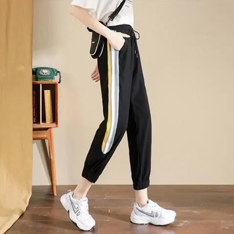 Ice Silk Quick-drying Sports Pants Women's Summer Thin Section Sunscreen Wild Thin Nine-point Beam Pants High Waist Loose Casual Pants