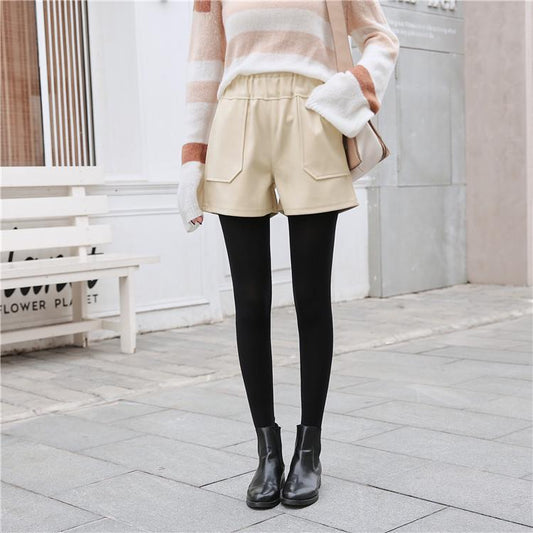 Cotton Shorts wide leg trousers High Waist Zipper short trousers with Pockets Mini Shorts Skirt
