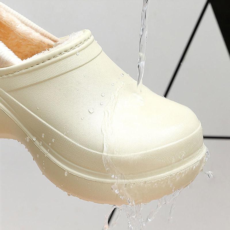 Waterproof Cotton Slippers Women's Winter Thick Bottom Shoes Non-slip All-inclusive heel slippers