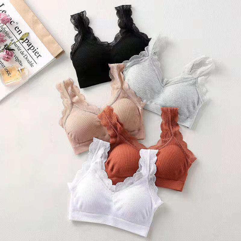 Women's Sexy Lace Wrapped Chest  Push Up Bra Top Beautiful Back Underwear Tube Top Wear Anti-glare Sports Underwear No Steel Ring Gather Chest
