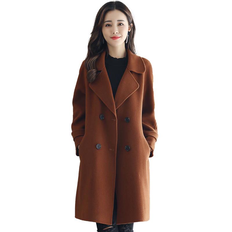 Wool Blend Coat Women Long Sleeve Turn-down Collar Outwear Jacket Casual Autumn Winter Overcoat