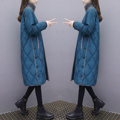 Women's Over-the-knee Jackets, Women's Down Jackets, Mid-length, Large-size Loose and Thick Cotton Jackets