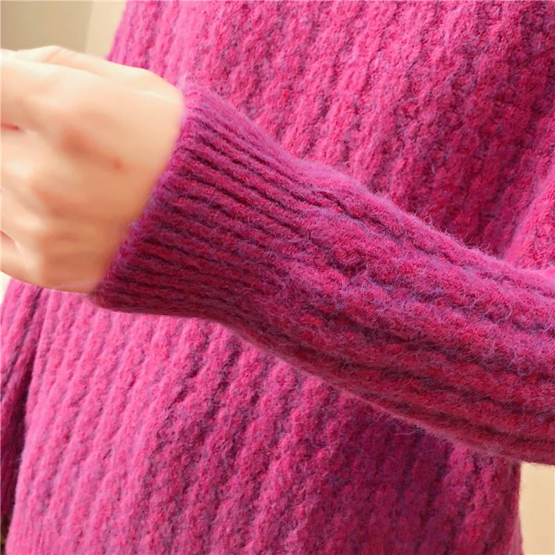 Pofulove Alpaca Half-high Collar Pullover Sweater Women Loose Fall Winter Bottoming Thick Shirt