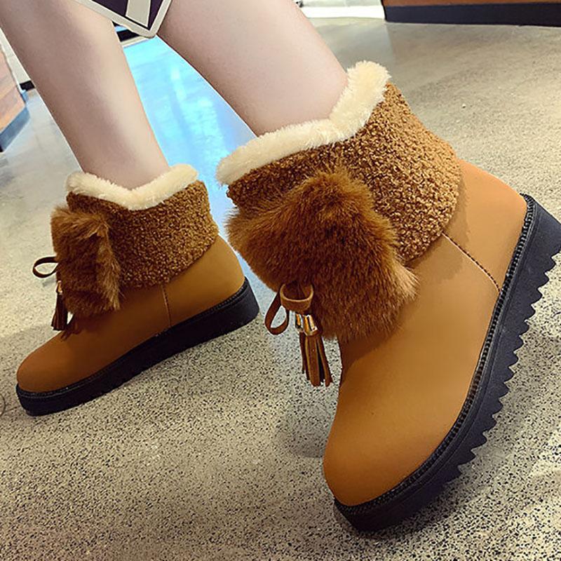 Snow Boots Women's Autumn and Winter Korean Version of All-match Women's Cotton Shoes Short Tube Plus Velvet Warm Ankle Boots
