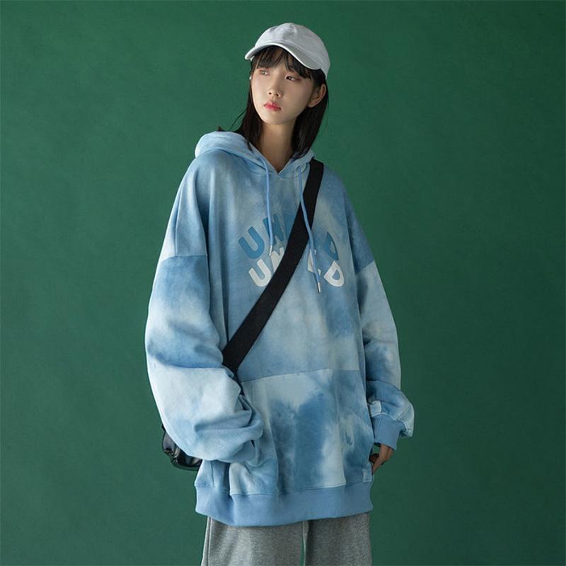 Tie-dye Sweater Women's Thin Section Long-sleeved Sweater Pullover Loose College Style Top Coat Trendy