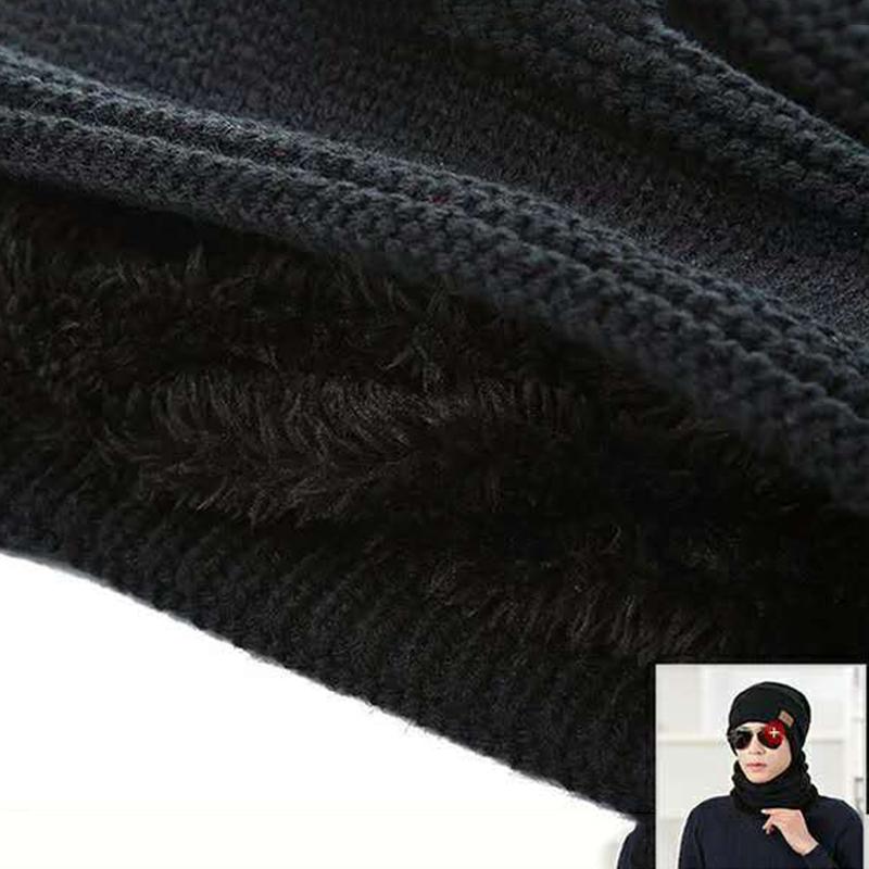 Winter Hats Men's Thickened Plus Velvet Warm Hat Woolen Knitted Hats Bib Caps Earmuffs Riding Cotton Hats