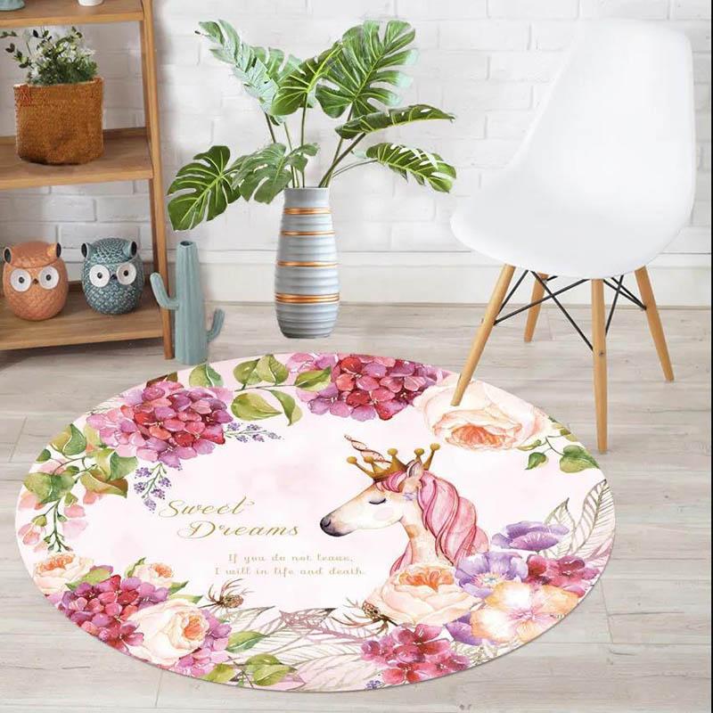 Round Carpet Bedroom Bedside Blanket Cartoon Floor Bed Room Home Sofa Pad Computer Chair Mat Diameter 80 / 100cm