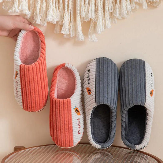 Men and Women 's Cotton Slippers Cute Winter Non-slip Couple Indoor Warm and Comfortable Thick-soled Slippers